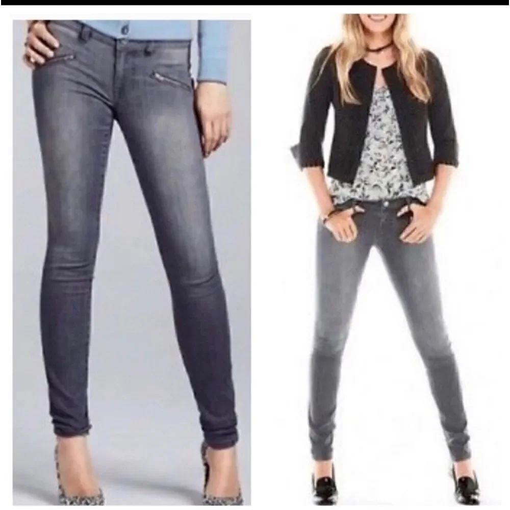CABI Graphite Grey Zipper Pocket Skinny Jeans sz 2